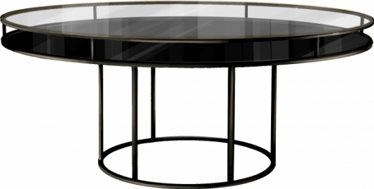 Банкетный стол Loft круглый черный, прозрачная столешница, черное подстолье в аренду