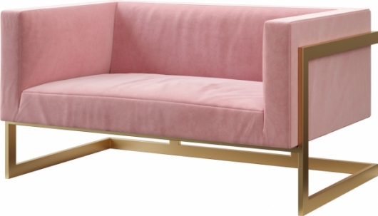 Двухместный диван Andrian Pink розового цвета в аренду