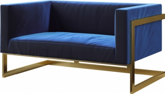 Двухместный диван Andrian Blue синего цвета в аренду