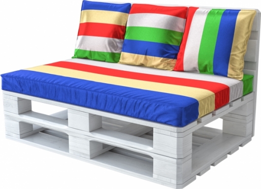 Диван из паллет White с разноцветной подушкой комбинированного цвета в аренду