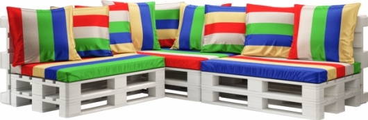 Угловой диван White с разноцветными подушками комбинированного цвета в аренду