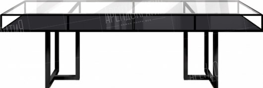 Банкетный стол Loft Black, прозрачная столешница, черное подстолье в аренду