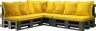 Угловой диван Black с желтыми подушками в аренду