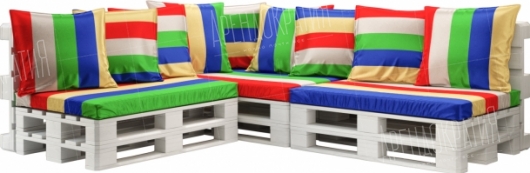 Угловой диван White с разноцветными подушками в аренду